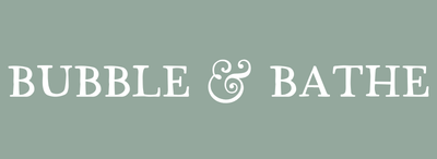 Bubble & Bathe logo with brand coloured background.