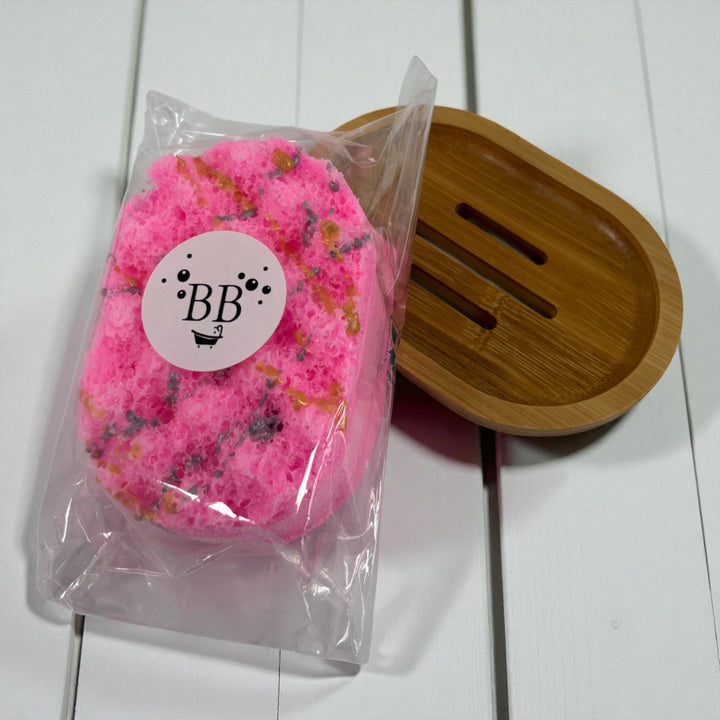 Mini Soap Sponge & Bamboo Tray Bundle
