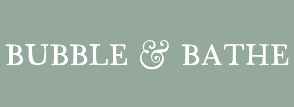 Bubble & Bathe logo with brand coloured background.